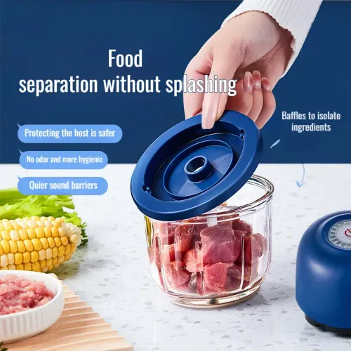small electric meat grinder,Electric garlic grinder,  minced meat, chili, ginger garlic, black pepper, glass bowl are healthier