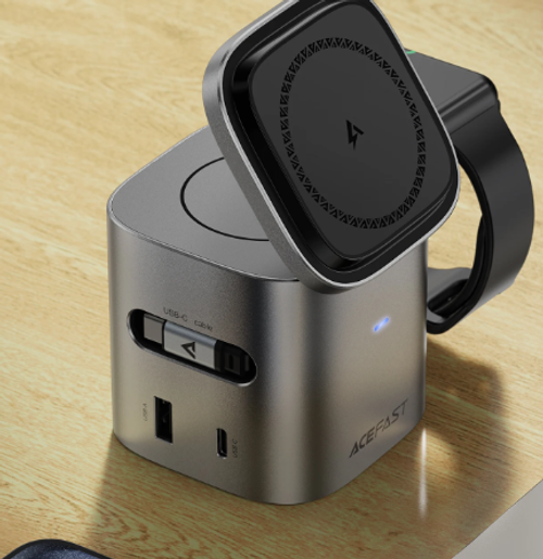 ACEFAST 6 in 1 Multifunction 15W Magnetic Wireless Charging Station For iPhone 16 15 GaN PD65W Charging Cube USB C Fast Charging