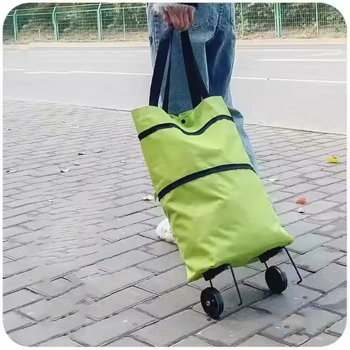 2-in-1 foldable shopping cart, shopping bag trolley and wheels, portable rolling handbag, shopping bag and wheels, waterproof tr