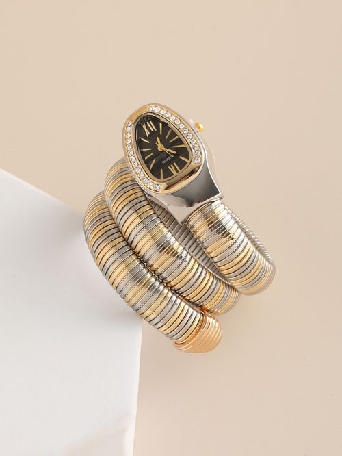 Hot selling diamond studded elastic winding snake shaped exquisite wristwatch
