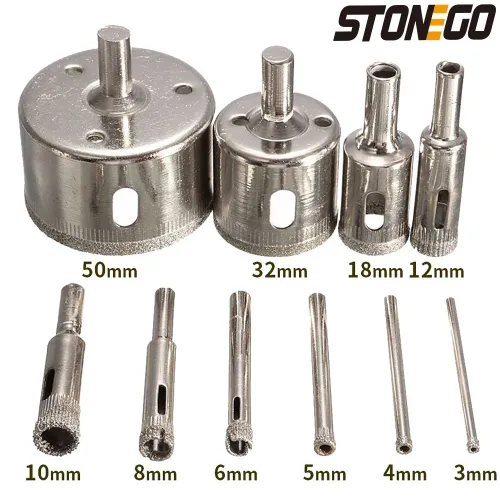 10PCS Diamond Coated Hole Saw Core Drill Bit Tile Marble Glass Ceramic Drill Bit Set 3mm-50mm