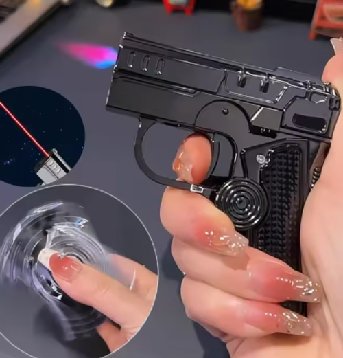 Portable Windproof Inflatable Lighter Gyroscope Decompression Jet Flame Deformation Gun Butane Lighter Men Toy