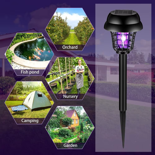 4-Piece Set of Waterproof Solar Outdoor Mosquito-Killing Lights — Mosquito and Pest Repellent Lights for Gardens and Courtyards