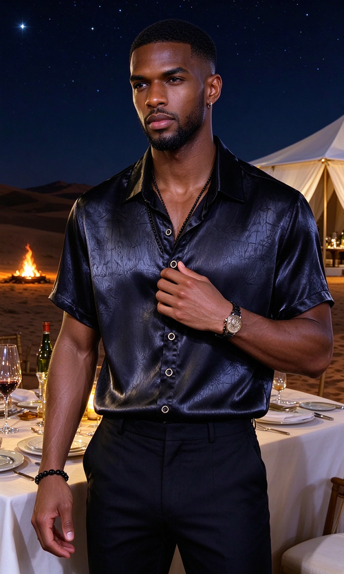 Black textured printed shirt