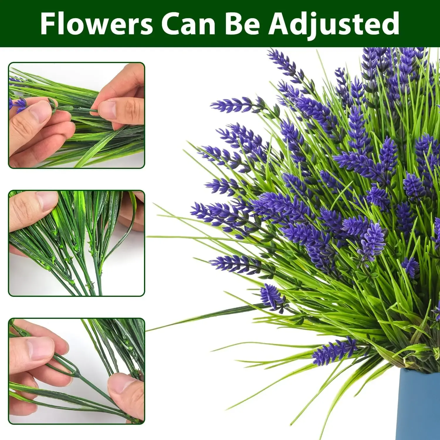 5Pcs Artificial Flowers Bunch Purple Fake Flower Vase Fillers for Home Room Decor Wedding Decoration Outdoor Potted Ornament
