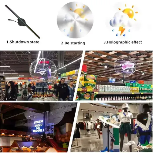 Naked Eye 3D Holographic Fan Screen Stereo Display Suspended Projection Light Suspended Imaging Advertising Machine LED