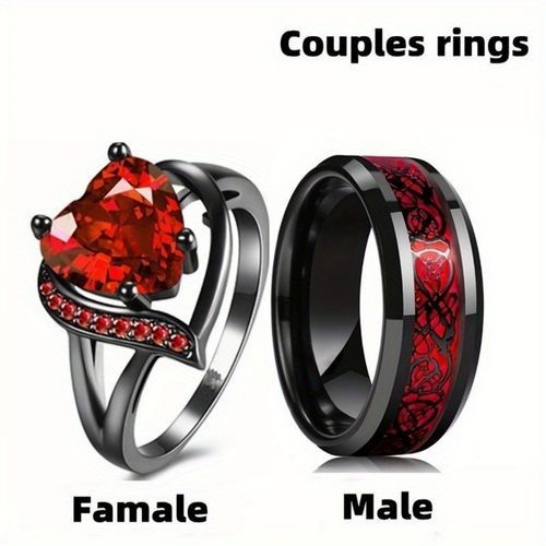 Red gemstone women's ring, men's couple's ring
