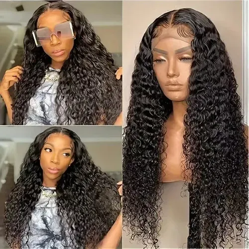 Curly hairline, glue-free curly lace synthetic wig with natural-looking 20-inch length
