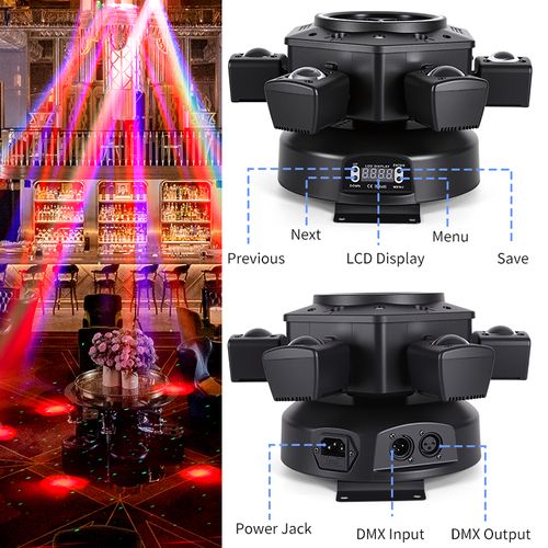 Remote control mobile head DJ light 6-arm illuminated stage effect disco party nightclub