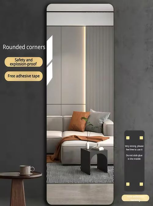 Self-adhesive flexible acrylic wall mirror