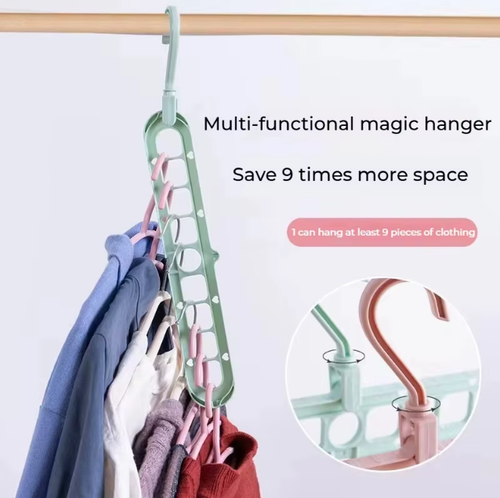 10pcs 9 Hole Foldable Hanger Wardrobe Space Saving Storage Hanger For Clothes Drying