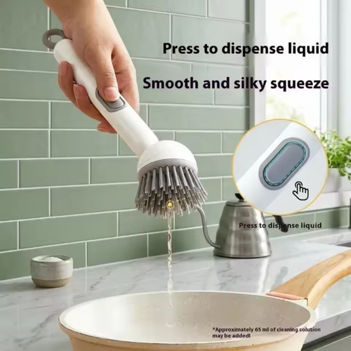2Pcs Long-Handled Rotating Pot Brush Kitchen Scrubber Oil-Resistant Dish Washing Brush Non-Scratch Cleaning Tool For Pans Pots Sinks