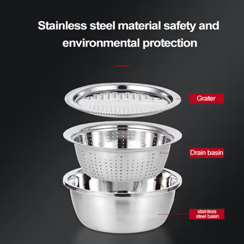 Slice, Grate & Julienne in Minutes! Multi-Function Stainless Steel Vegetable Prep Bowl for Easy Cooking