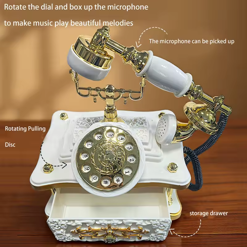 Romantic decorative music box, retro telephone home decoration, European nostalgic ornaments, holiday gifts