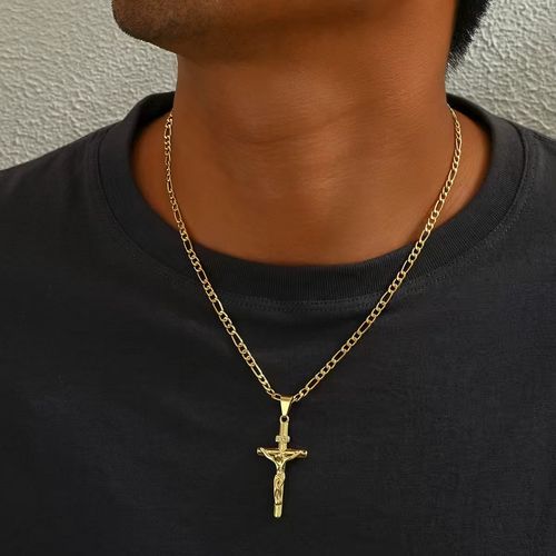 1 piece trendy vintage cross pendant necklace - individualistic, fashionable, minimalist, and unisex in a simple style.