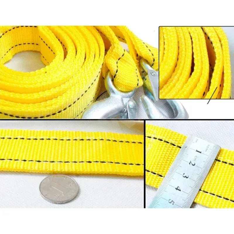 4M Heavy Duty 5Ton Car Tow Cable Towing Pull Rope Strap Hooks Van Road Recovery Car Rescue Tool Accessories for Audi Ford BMW