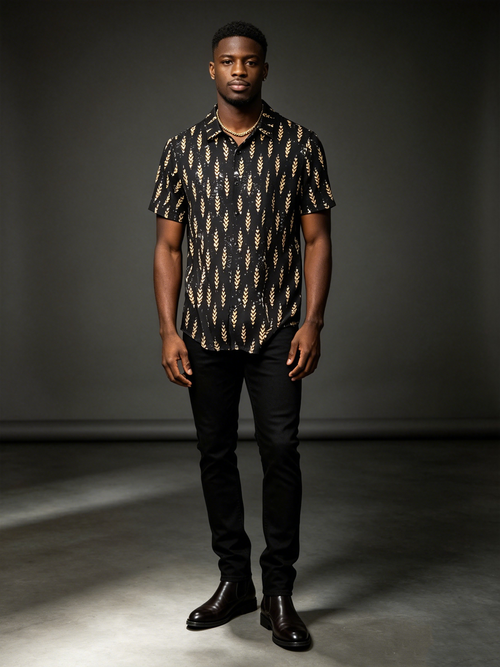 Trendy 3D digital short sleeved shirt
