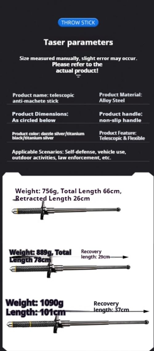 Defensive Telescopic Baton — 3-Section Collapsible Stick, Portable Self-Defense Tool, Vehicle Emergency Window Breaker, Tactical Impact Weapon, Survival Mace