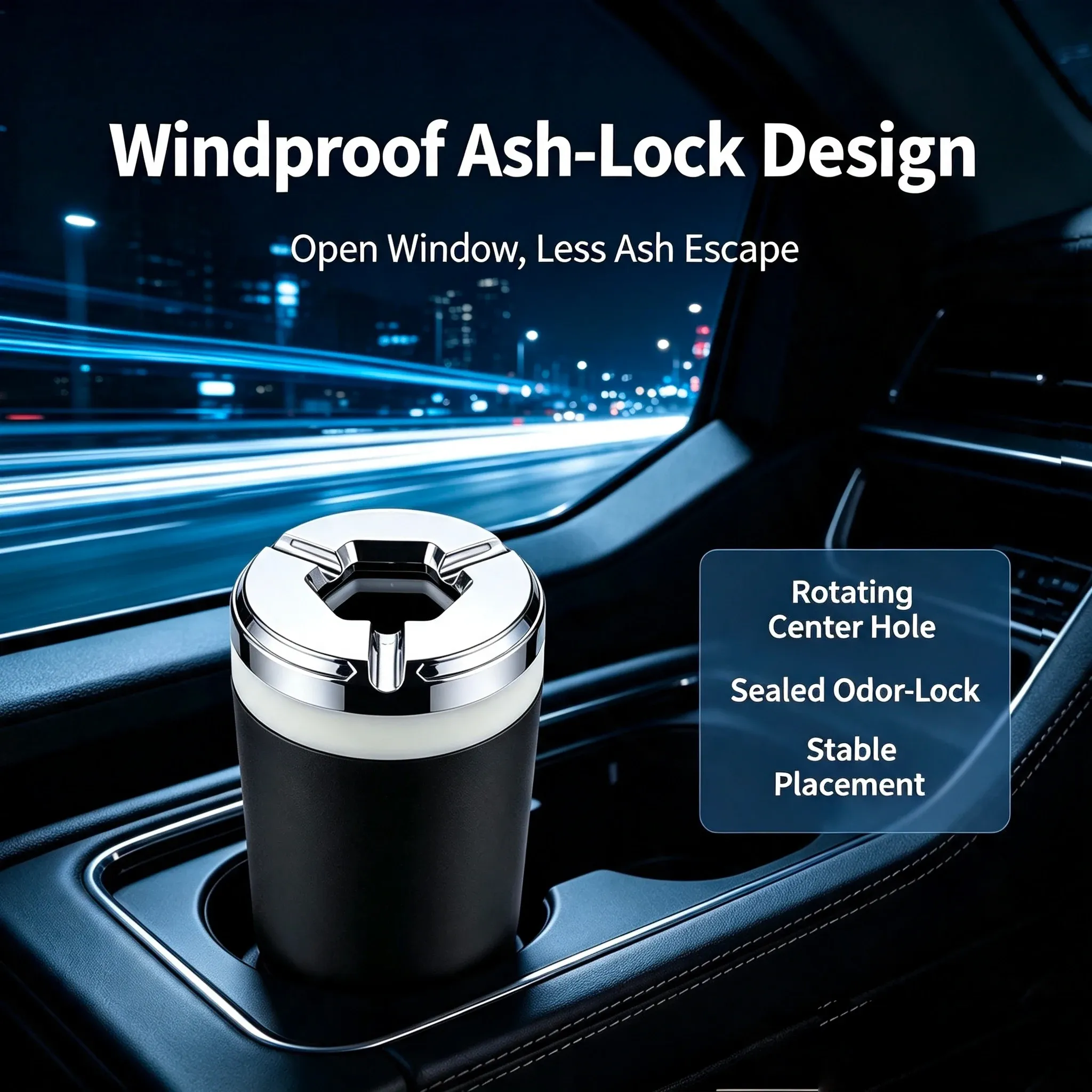 2PCS 2026 New Car Ashtray Anti Ash Flying Sealed Rotating Car Ash Tray Dustproof Interior Accessories