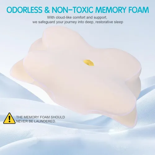 Adjustable Cervical Pillow, Contour Memory Foam Neck Pillow with Cooling Case for Side Back Stomach Sleepers, Ergonomic Support