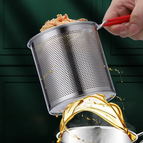 Stainless Steel Deep Fryer with Strainer Basket - Multi-Purpose