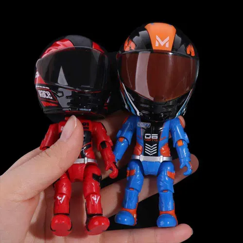 Deformation Helmet Simulated Motorcycle Rider Doll Action Figure Movable Limbs Transform Motorcycle Toy Cool Alloy