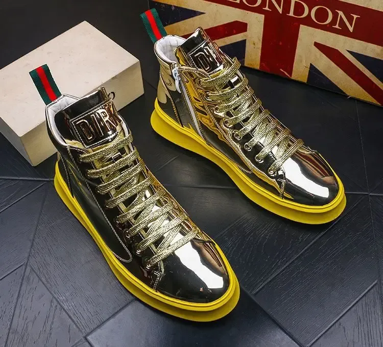 Fashionable High-Top Shoes Thick Bottom Casual Men's Footwear Spring Autumn New Style Korean Version All-Match Board Shoes