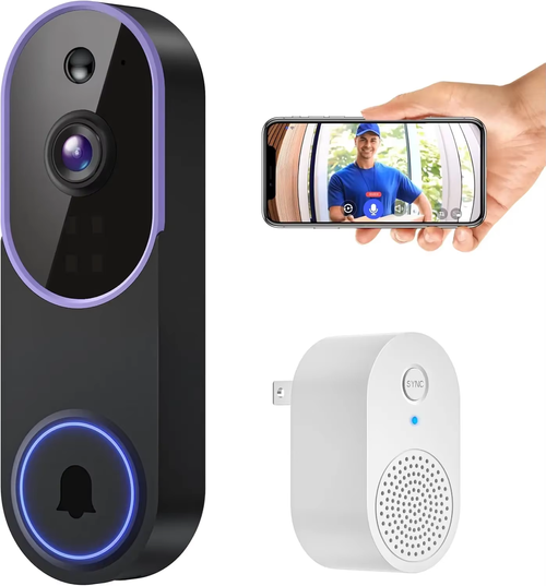 Smart wireless video doorbell camera (supports AI detection, night vision, and cloud storage)