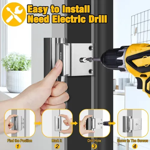 Home Security Door Lock, Upgraded Metal Door Reinforcement Lock, Withstands 1000 lbs of Impact for Inward Swing Doors, Defender Door Locks for Kids Safety, Prevent Unauthorized Entry (Silver)