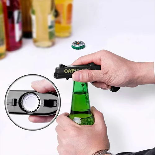 2pcs Creative Beer Bottle Opener Gun Flying Cap Launcher ABS Plastic Drink Opener Toy for Bar Party Home Kitchen Bar Supplies Tools
