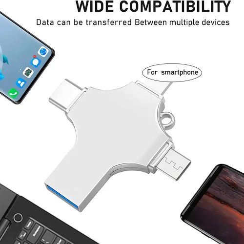 for iPhone iso 4in1 USB 3.0 Flash Drive 512GB 256GB 128GB 64GB 32GB Metal Pendrive iPad Android OTG Mirco USB Memory stick