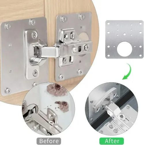 Stainless Steel Cabinet Door Hinge Repair Plate Cabinet Door Hinges Mounting Plate Kit with Screw Furniture Hardware Tools