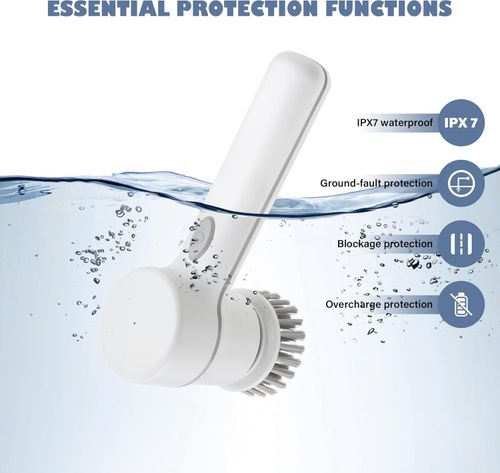 Electric Spin Scrubber Cordless Electric Cleaning Brush with 5 Replaceable Brush Heads, Rechargeable