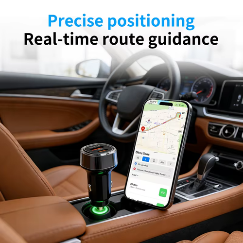 Mini Car Charger GPS Locator Tracker Cigarette Lighter USB Phone Charger Type C Find My IOS & Android Google HUB Fast Charging
