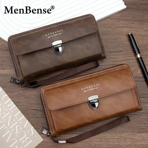 PU leather men's wallet, large capacity lock clip, loose card holder, can hold mobile phones