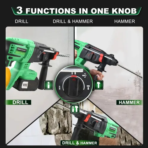 20V cordless electric rotary hammer drill with Plus Bit industrial grade battery for disassembly and drilling