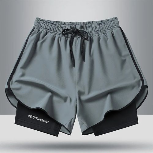 Men's quick drying and breathable 2-in-1 running shorts with built-in lining suitable for exercise jogging and marathon running