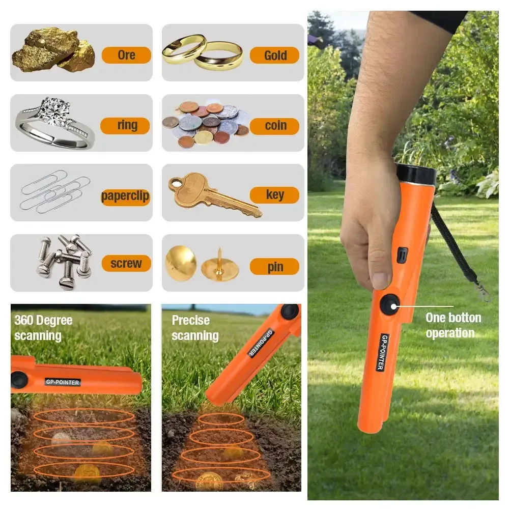 （No battery included by default.）Handheld Metal Positioning Rod Underground Metal Detector GP Pointer Handheld 360° High Sensitivity Gold Diggers Detector Rod