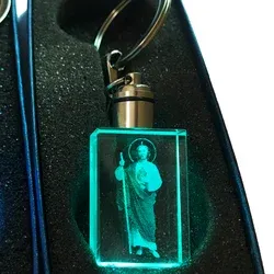2Pcs Customized Carved Our Lady of Guadalupe San Judas Tadeo Saint Jude Religious Key Chains with Flashlight