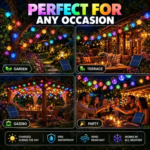 Solar Bubble Globe LED String Lights 8 Lighting Modes Fairy Lights For Outdoor Garden Lawn Pathway Party Decor Solar Auto On Off