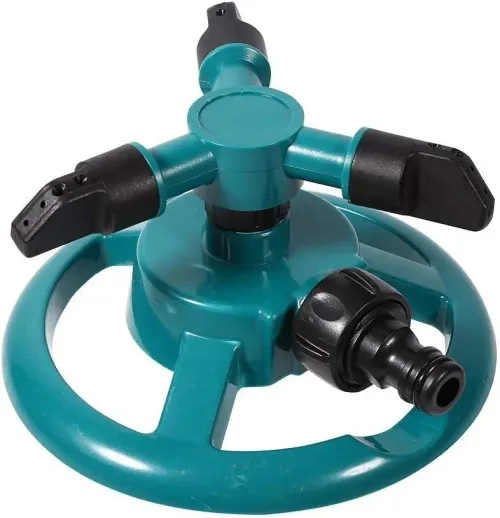 360 degree lawn rotating spray small disc sprinkler with three pronged rotatable plastic sprinkler for watering plants