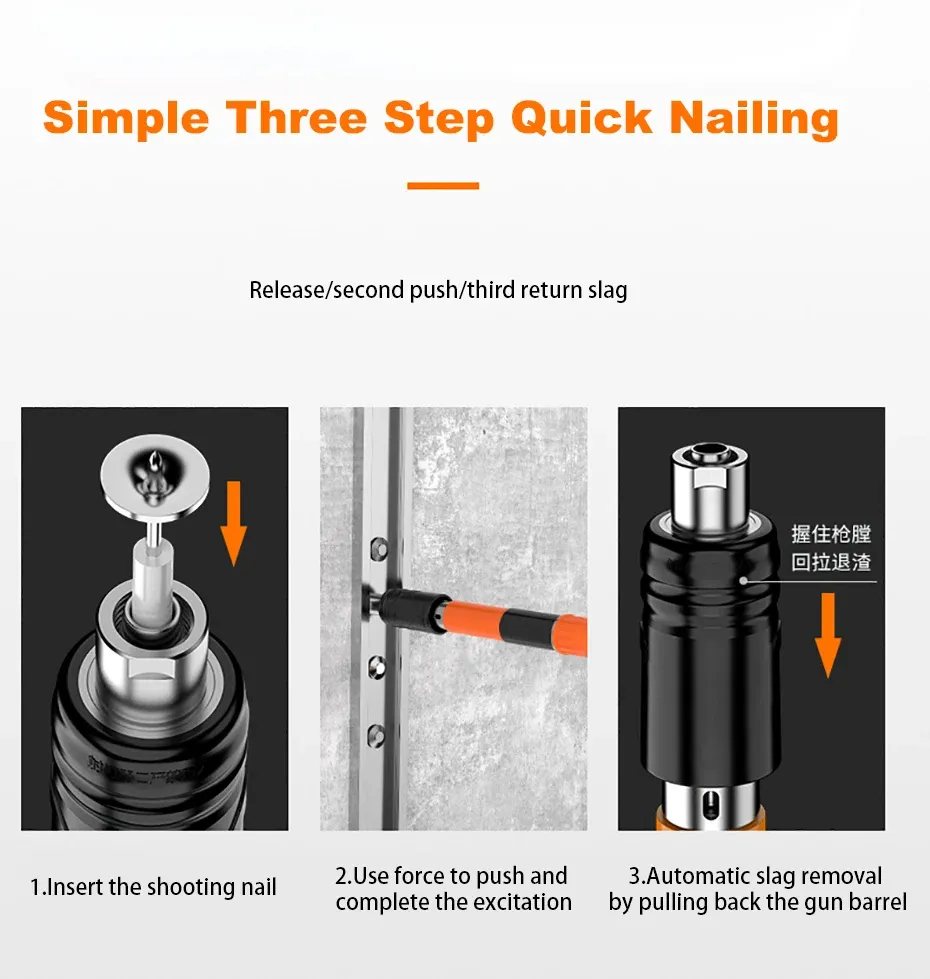 Rivet Gun Tools Steel Nail Gun Silencing Wall Fastener Manual Air Nailer Adjustable Anchor Wire Slotting Device Metalworking