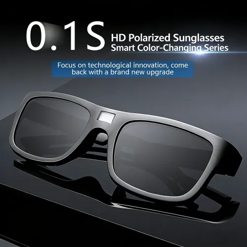 New Technology 0.1s Intelligent Change Color Polarized Sunglasses for Men, LCD Computer Chip Photochromic Sunglasses Anti-UV