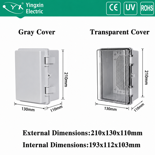 IP66 Waterproof ABS Junction Box Electrical Enclosure Outdoor Power Distribution Box Gray Transparent