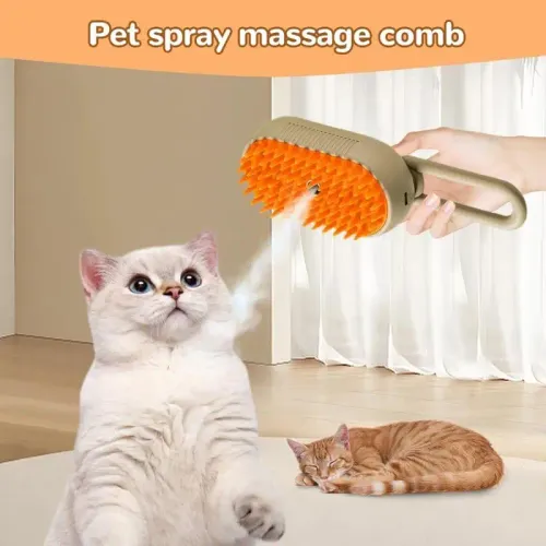 Cat Dog Pet Spray Massage Brush 3 in 1 One Button Steam Spray Folding Rotatable Floating Hair Bath Hair Removal Brush Comb