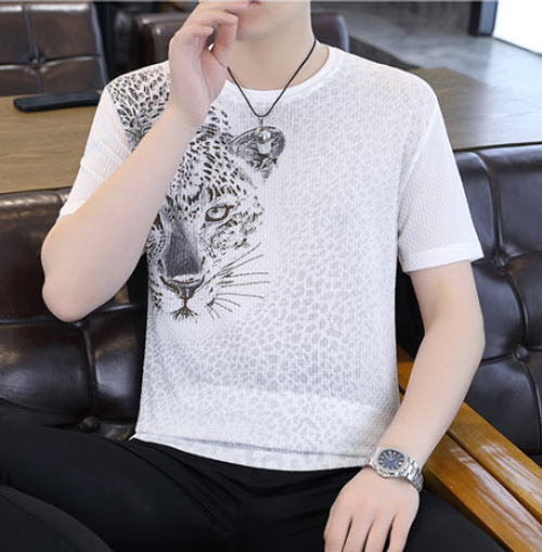 Men's New Summer Lightweight Short-Sleeve T-Shirt – Leopard Print Ice Silk
