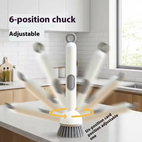 2Pcs Long-Handled Rotating Pot Brush Kitchen Scrubber Oil-Resistant Dish Washing Brush Non-Scratch Cleaning Tool For Pans Pots Sinks