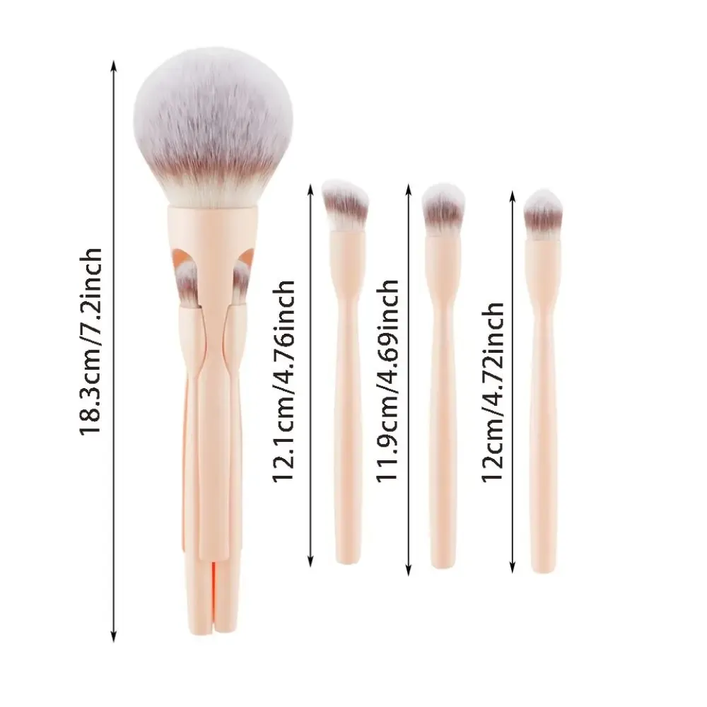 4Pcs 4 in-1 Makeup Brush Set Magnetic Suction Powder Blusher Brush Travel Makeup Brushes Soft Concealer Brush