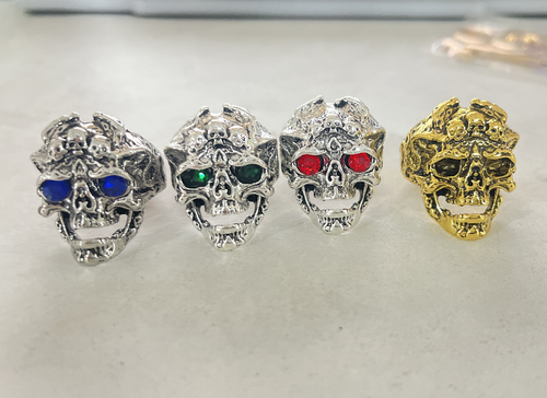 💀Adjustable opening Vintage Polish Floral Armor Antler Skull Ring