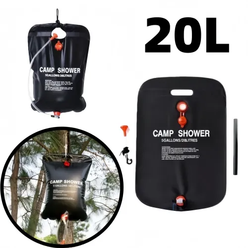 Large Capacity 20L Outdoor Shower Bag Solar Powered Heating for Camping Beach Trip Portable Bath Solution Outdoor Camping